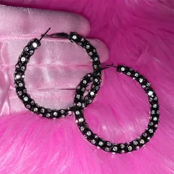 Y2K Jewelry Shiny Crystal Black Earrings Sexy Accessories Vintage Bohemian Earrings for Women Punk Goth Fashion Charms Earrings