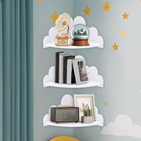 3Pcs Cloud Shape Storage Rack Wooden Corner Shelves Floating Bookshelf Kids Room Decor Storage Rack for Books Toys Display