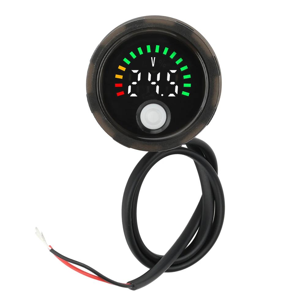 12V 2A Round LED Digital Voltage Indicator DC 7-100V Waterproof Voltmeter Monitor for Acid/Lithium Battery Boat Motorcycle