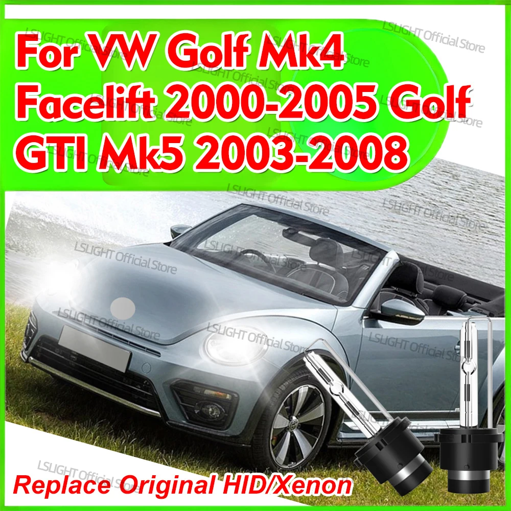 

2x HID Xenon D2 D2S Head Lamps Bulbs 6000K 8000K 10000K Headlight For VW Golf Mk4 Facelift 2000-2005 Golf GTI Mk5 2003 2004-2008