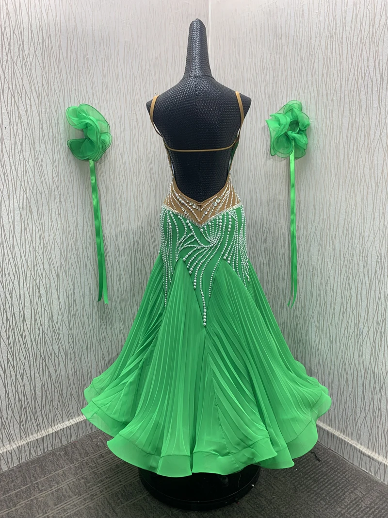 ABCDance Modern Waltz Tango Ballroom Dance Dress,Smooth feather Dress,Competition  Standard Ballroom Dress ,Costume green