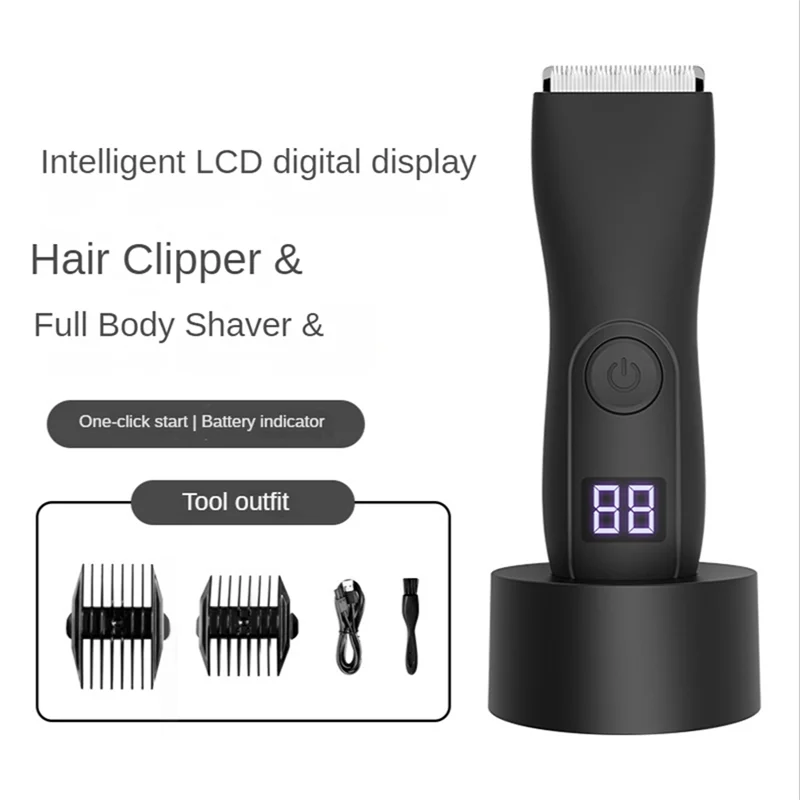 Maquinilla eléctrica para cortar el pelo y afeitadora para hombres, peluquero corporal, ingle y bola, cortadora de vello púbico, hoja de cerámica reemplazable