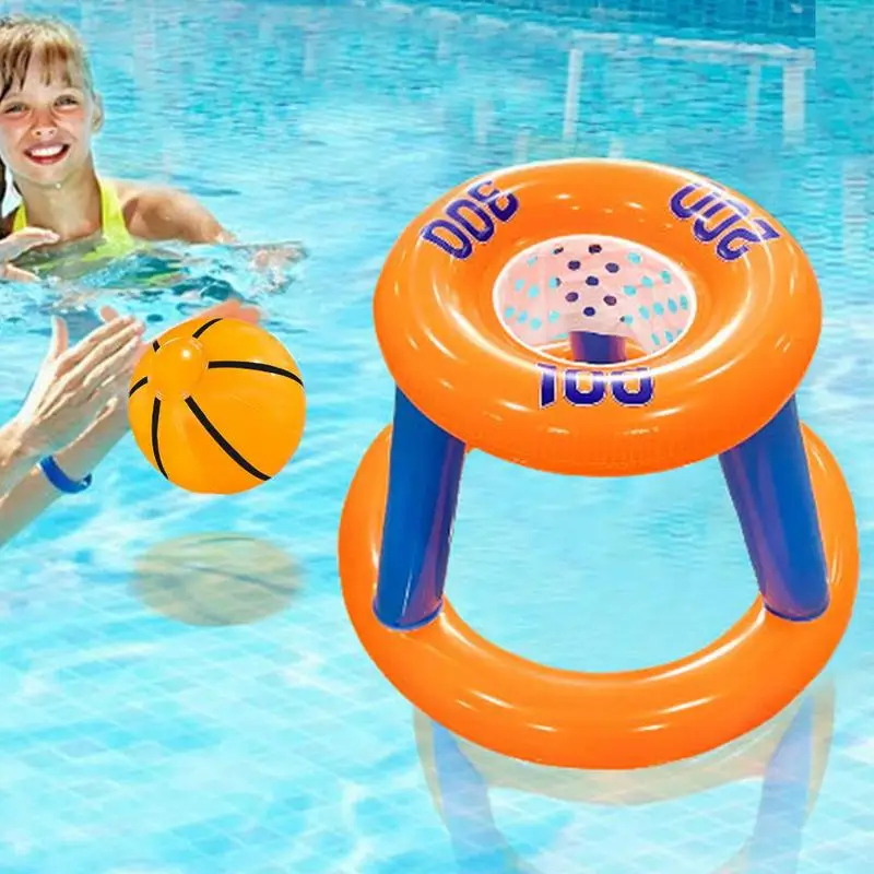 Wasser Basketballkorb Spielzeug Schwimmende Aufblasbare Wasser Basketball Spiel Mit Ball Tragbare Faltbare Spaß Pool Spiele Outdoor Indoor