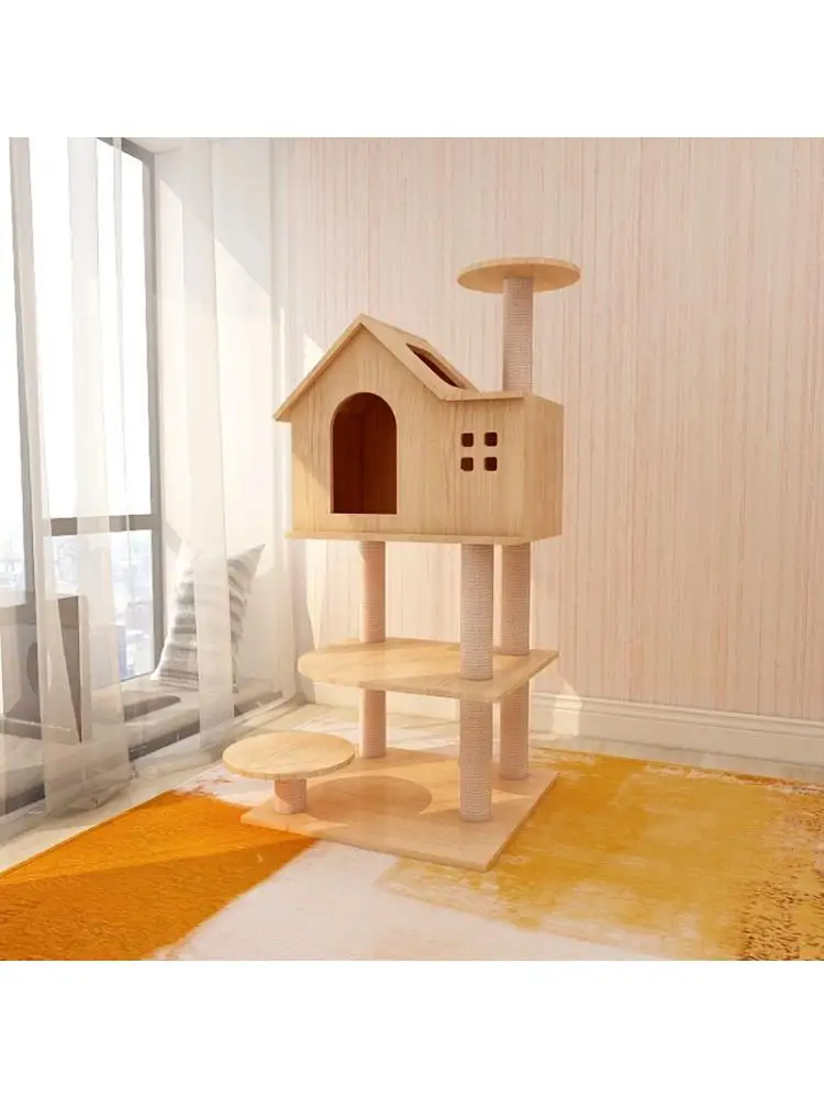 

Multi-layer Cat Climbing Frame, Cat Litter Tree, One Solid Wood, Luxury Villa, Crawling Furniture