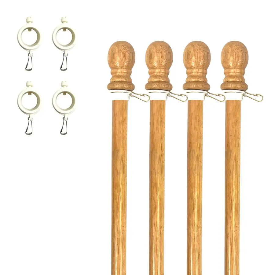 

Деревянные флагштоки для дома, комплект из 4 штук, улучшенный дизайн, без спутывания, с регулируемыми вращающимися кольцами, сверхпрочные, для наружного использования