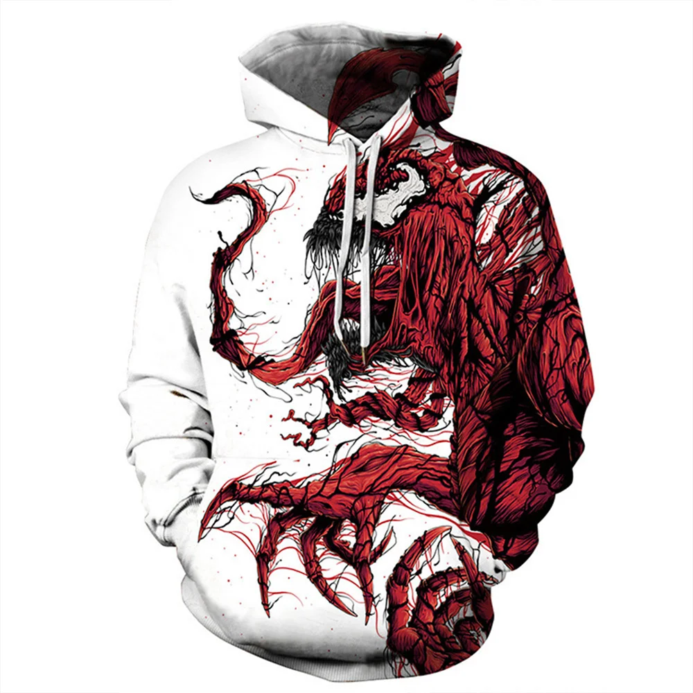 Venom Men's Hoodie Marvel Men's Wear 3D Superhero Print Pullover Fashion Tops Oversized Men's Hoodie Autumn New Men's Clothing