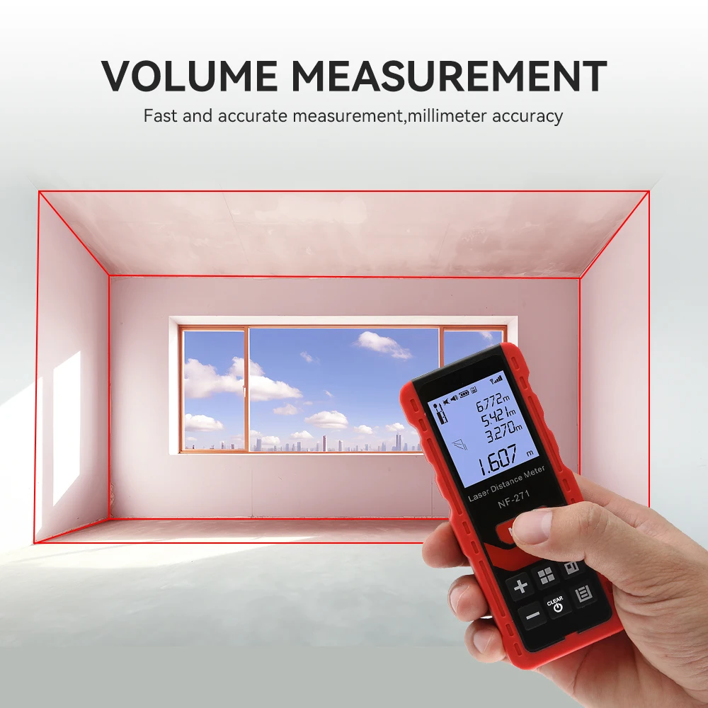 NOYAFA NF-271 High Accurate Roulette Laser Distance Meter Construction Tool Measuring Instrument Digital Distance Ruler 50M/70M