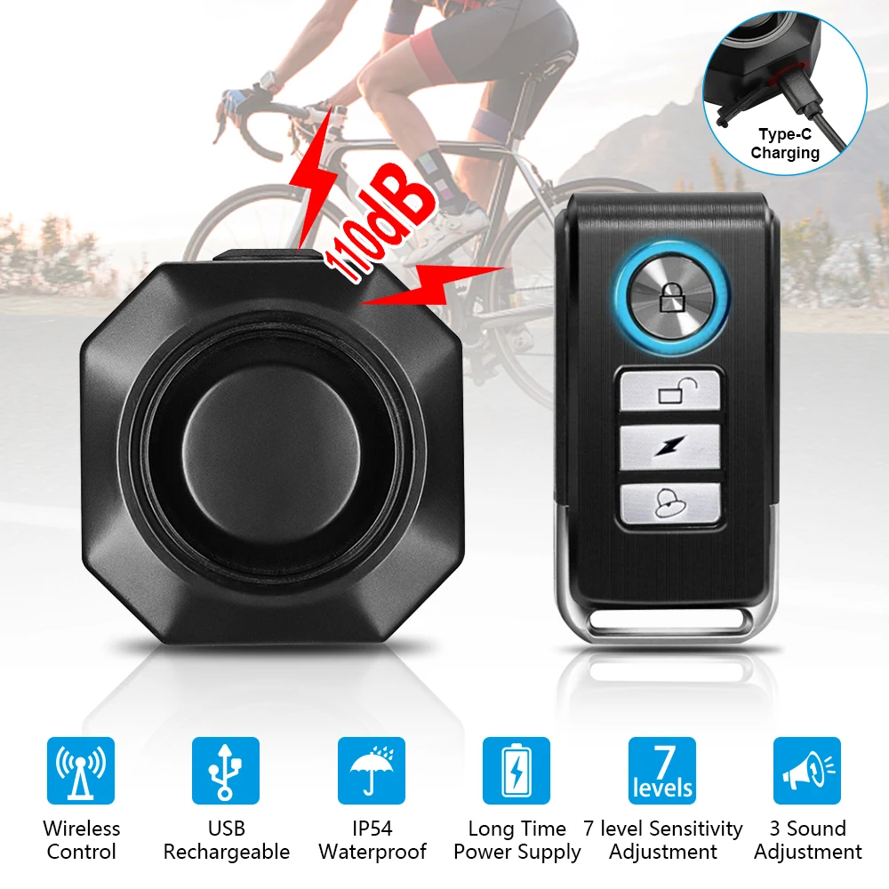 AliExpress Hollarm Wireless Bike Vibration Alarm USB Charging Motorcycle Security Detector Burglar System