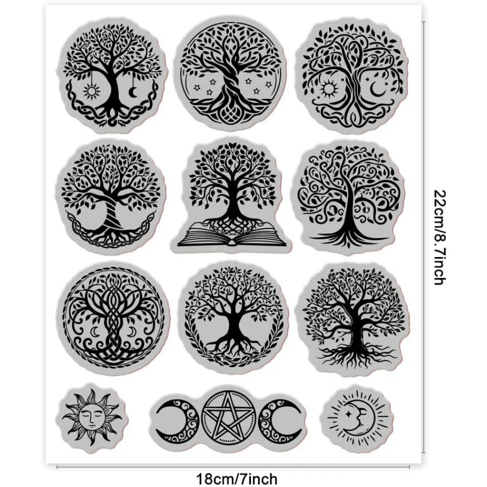 Tree of Life Cling Rubber Stamp 7.09x8.66inch Celestial Body EVA Stamps Embossing Stamp Seal Rubber Stamps for DIY Scrapbooking