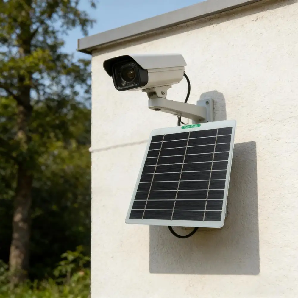 Dual Interface Solar Charging Cable Solar Panel for Security Cameras 5w Weather-resistant Solar Charging Panel with Type-c