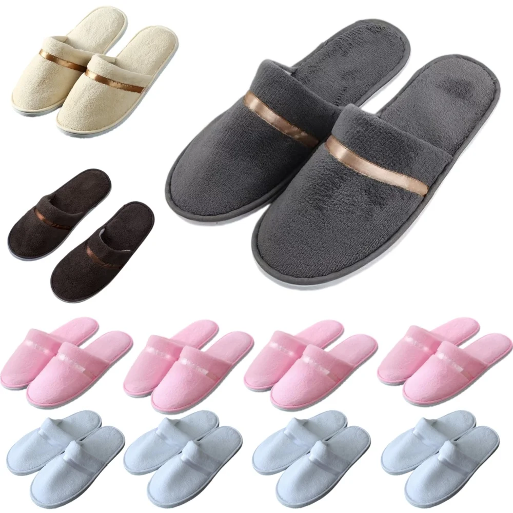 Disposable Winter Warm Plush Slippers Women Men Home Shoes Nonslip Slides Fluffy Slippers Couple Indoor Bedroom House Slippers