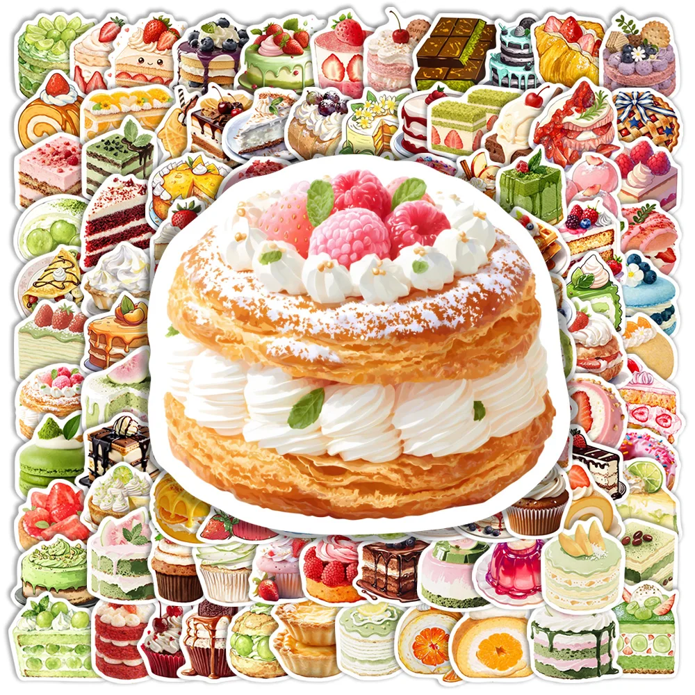 Cream Cake Dessert Baking Stickers Waterproof Vinyl Stickers DIY Decorative Decal Gift Toy for Phone Laptop Scrapbook Journal