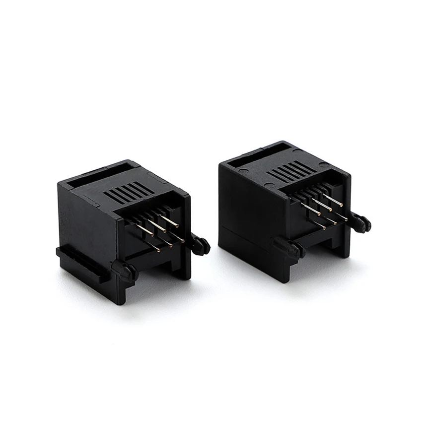 10 قطعة RJ11 6P6C PCB جبل الهاتف وحدات مقبس توصيل واجهة كريستال أنثى المقبس الهاتف ل التوصيل جاك أسود أبيض