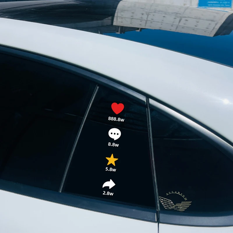 

1Pc Car Stickers Social Media Icons Decal Creative Like Comment Share Star Rear Window Personalized Decor Waterproof