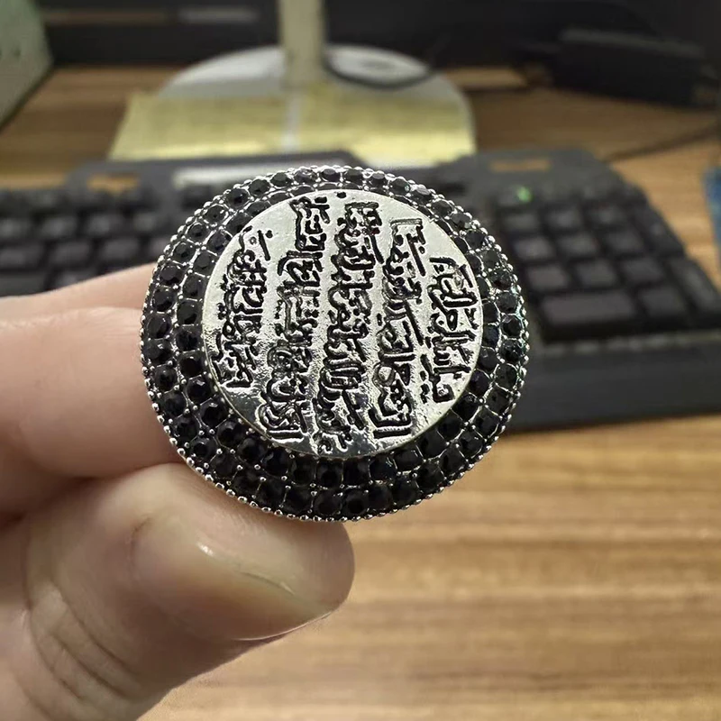 خواتم الخاتم التركية للرجال من Huaya نقوش إسلامية تقليدية كلاسيكية إسلامية خاصة خاتم مجوهرات بمزاج فريد #5