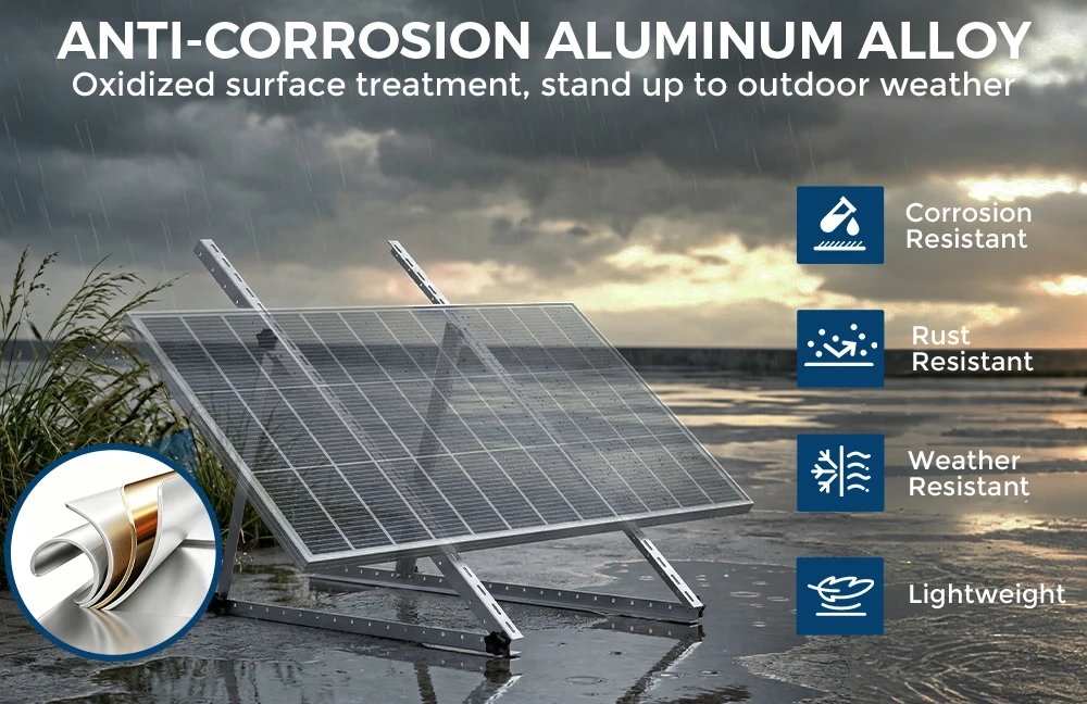 RVPOZWER 45 Zoll Verstellbare Solarmodul-Neigungshalterungen 1/2/4 Sets Faltbare Neigungsstützen Schwerlast-Stützrahmen für Netzunabhängige Stromsysteme Dachinstallation für Wohnmobile, Anhänger, Boote, PV-Panel-Montage – Detail 7