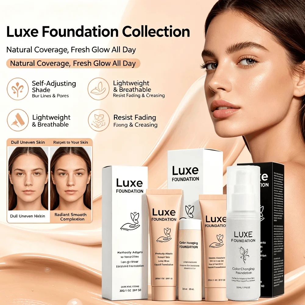 Luxe Magic Temperature Sensitive Color Changing Liquid Foundation Skin Tone Self-Adaptive Natural Seamless Long Wear Makeup Base