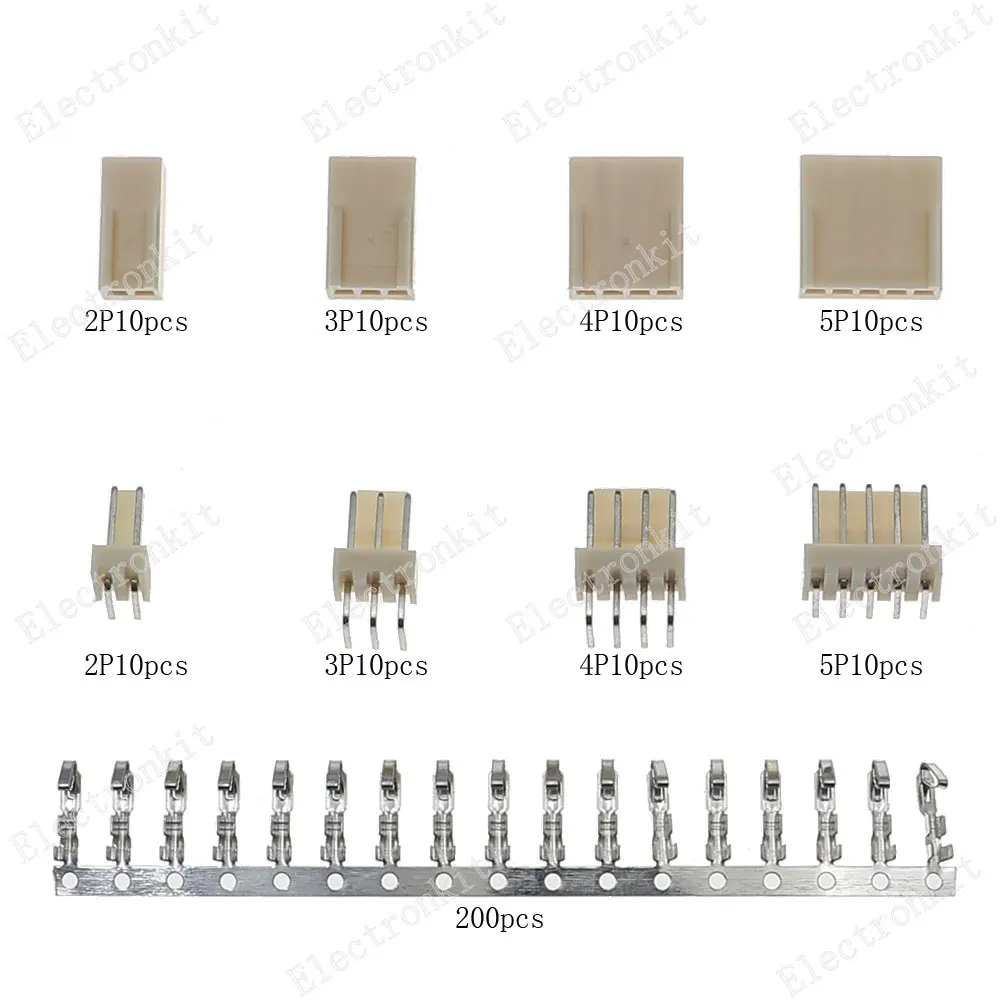 280 stks KF2510 2 p 3 p 4 p 5pin 2.54mm Pitch Behuizing Pin Header Haakse Terminal Connectors Adapter Assortiment Kit
