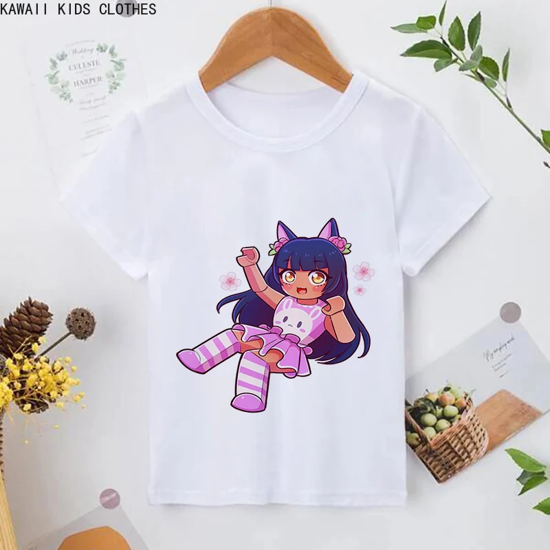 New Funny Aphmau T-shirt Kawaii Aphmau T-shirts Print Princess Children\'s Clothing Cartoon Anime Boys Girls Shirt Cat Print Tops