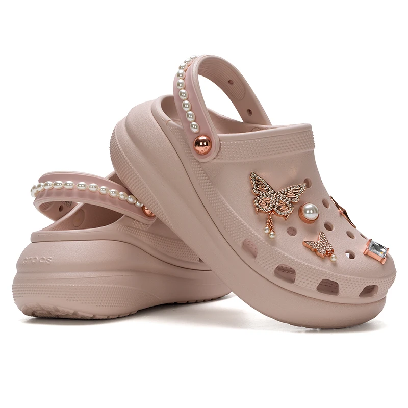 Crocs (Crocs) Men's and Women's Shoes Classic Clogs Butterfly Pearl Puff Clog Slippers 211539-6Ur