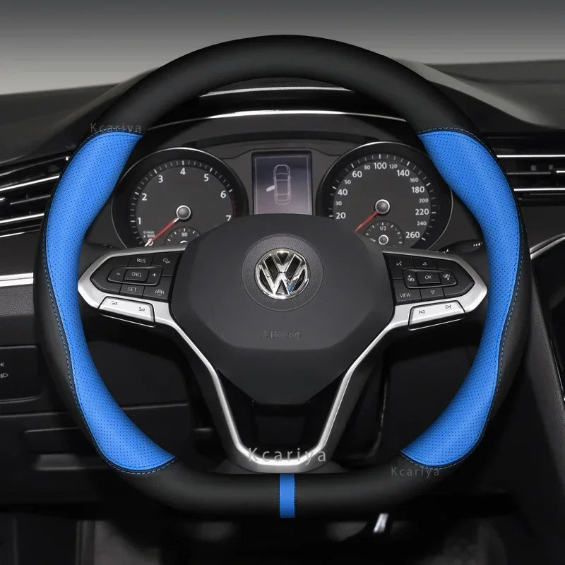 D Shape Car Steering Wheel Cover For VW Jetta 6 2017-2021 Golf 7 Scirocco Bettle 2012-2021 Tiguan 2019 2020 Auto Accesorioss