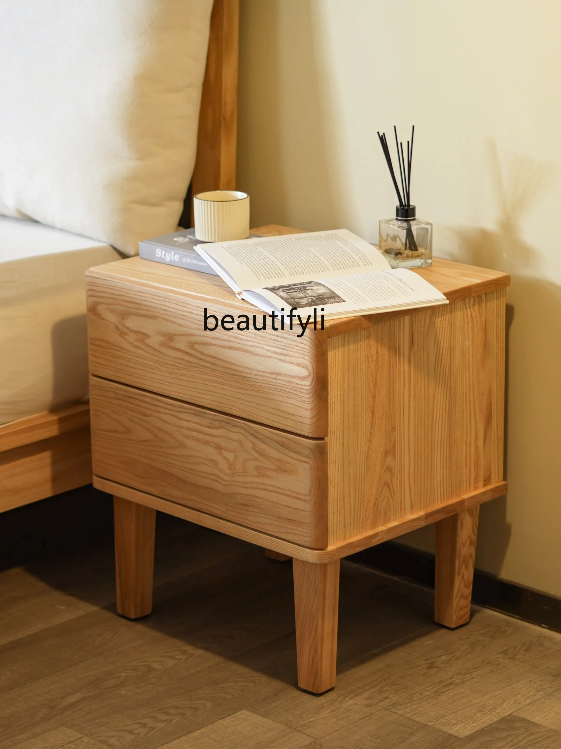 

zxqNordic Solid Wood Bedside Cabinet Ash Wood Bedside Cabinet Modern Simple Home Storage Chest of Drawer