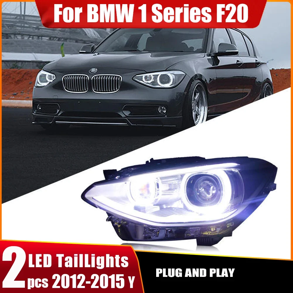 

Фари для BMW F20, светодиодные фары 2012–2015 гг., фары 1 серии 116i 118i DRL, указатель поворота, дальний свет, проектор «ангельский глаз»