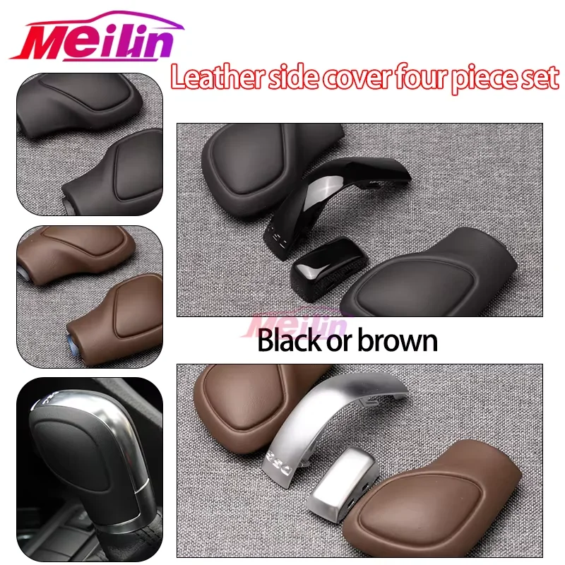 

Suitable for Volkswagen Golf 6 7 R GTI Passat B7 B8 CC R20 Jetta MK6 GLI Chrome Matte Brown Leather DSG Shift Knob Side Cover DS