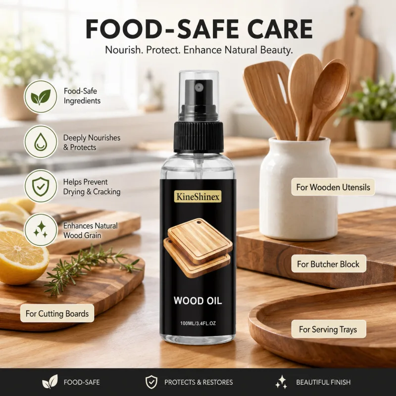 Food Grade Wood Oil Spray Anti Crack Mildew Resistant Nourishing Wax Oil Brightening Care Solid Wood Tableware Kitchen Utensils