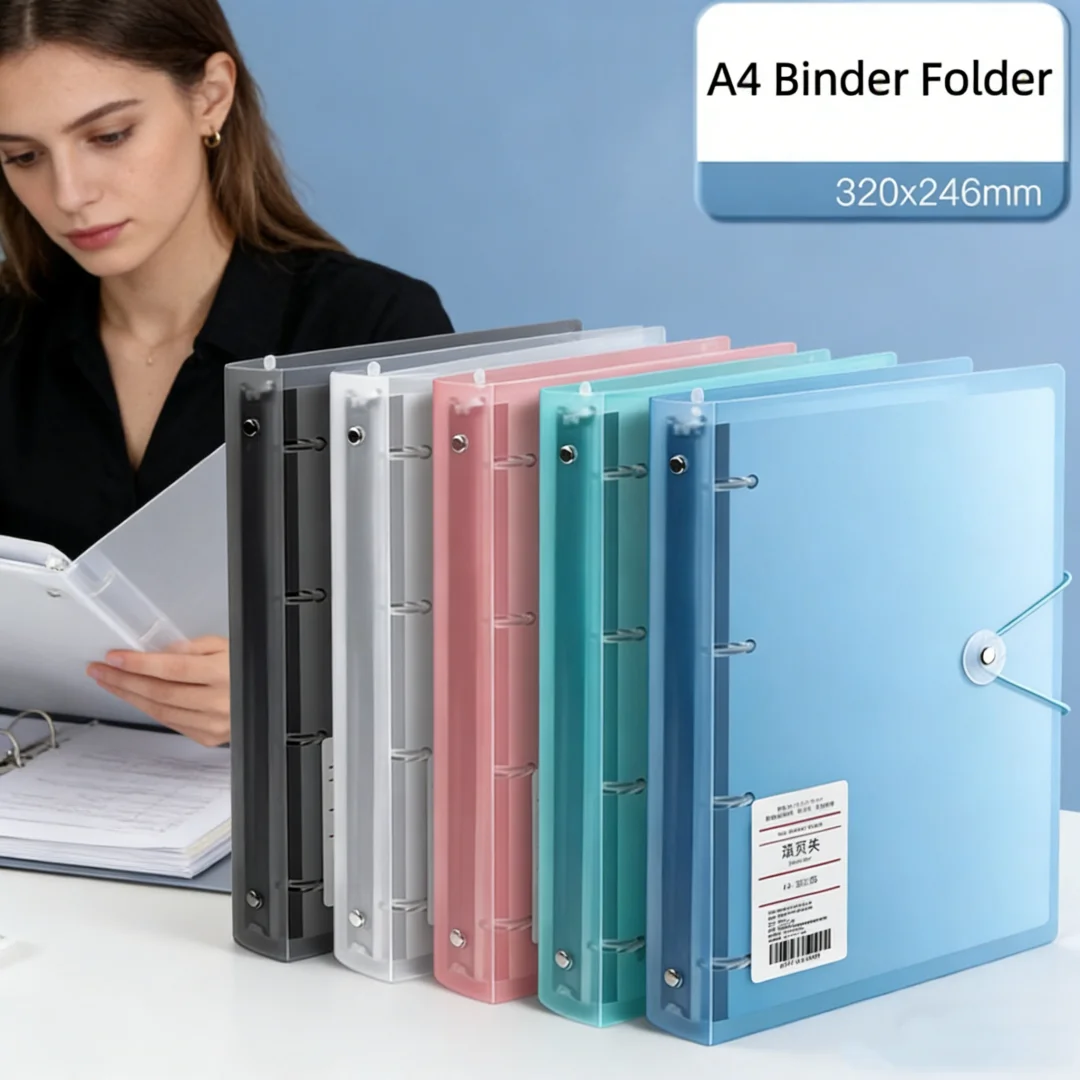 A4 File Folders D-type 4 Hole Ring Binder Folder Clip Docume