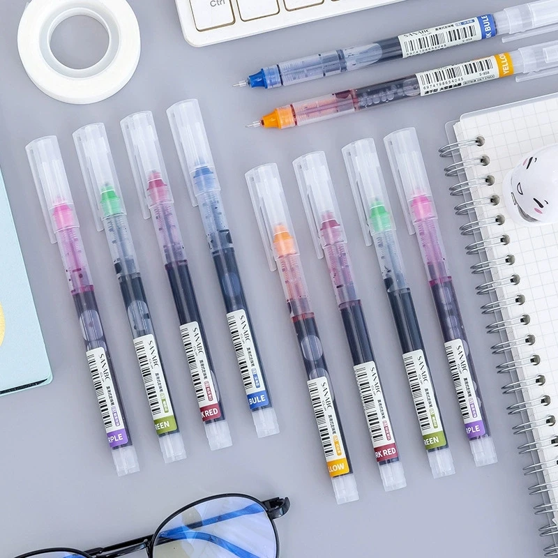 

8Pcs/set ColorS High Quality Needle Type Gel Pens Straight Liquid Ballpoint Pen Kawaii Stationery School Office Supplies Writing