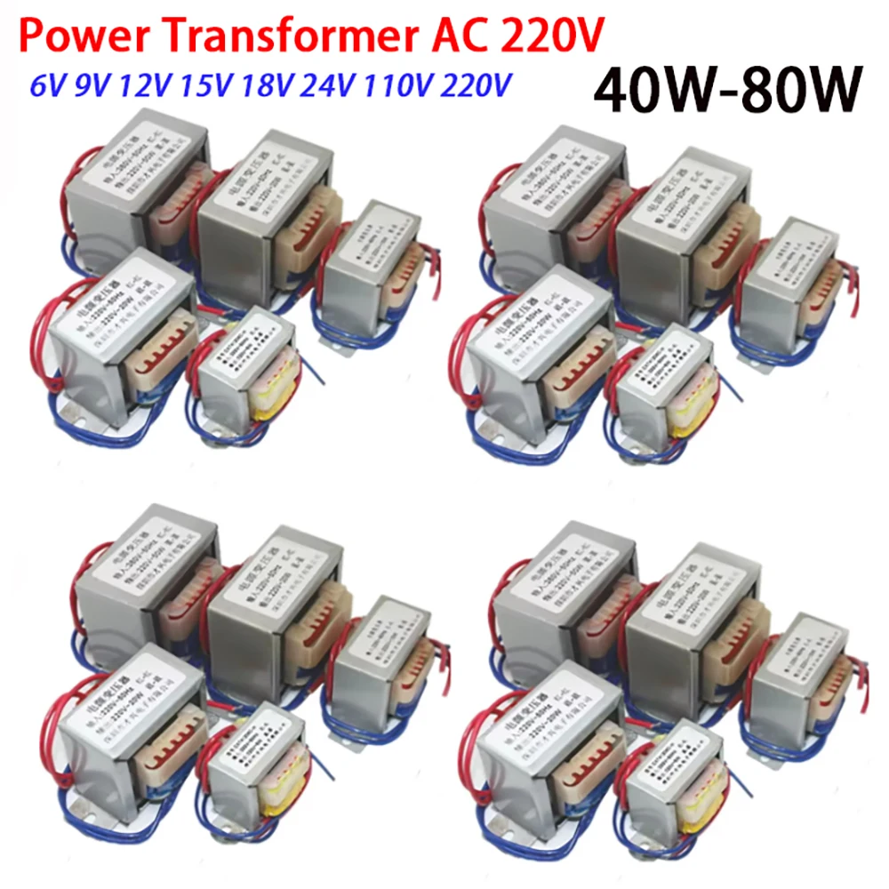 Power Transformer 6V 9V 12V 18V 24V 30V 36V 110V 220V Power Transformer AC 220V 50HZ Input Single V2 Line Output 40W 50W 60W 80W