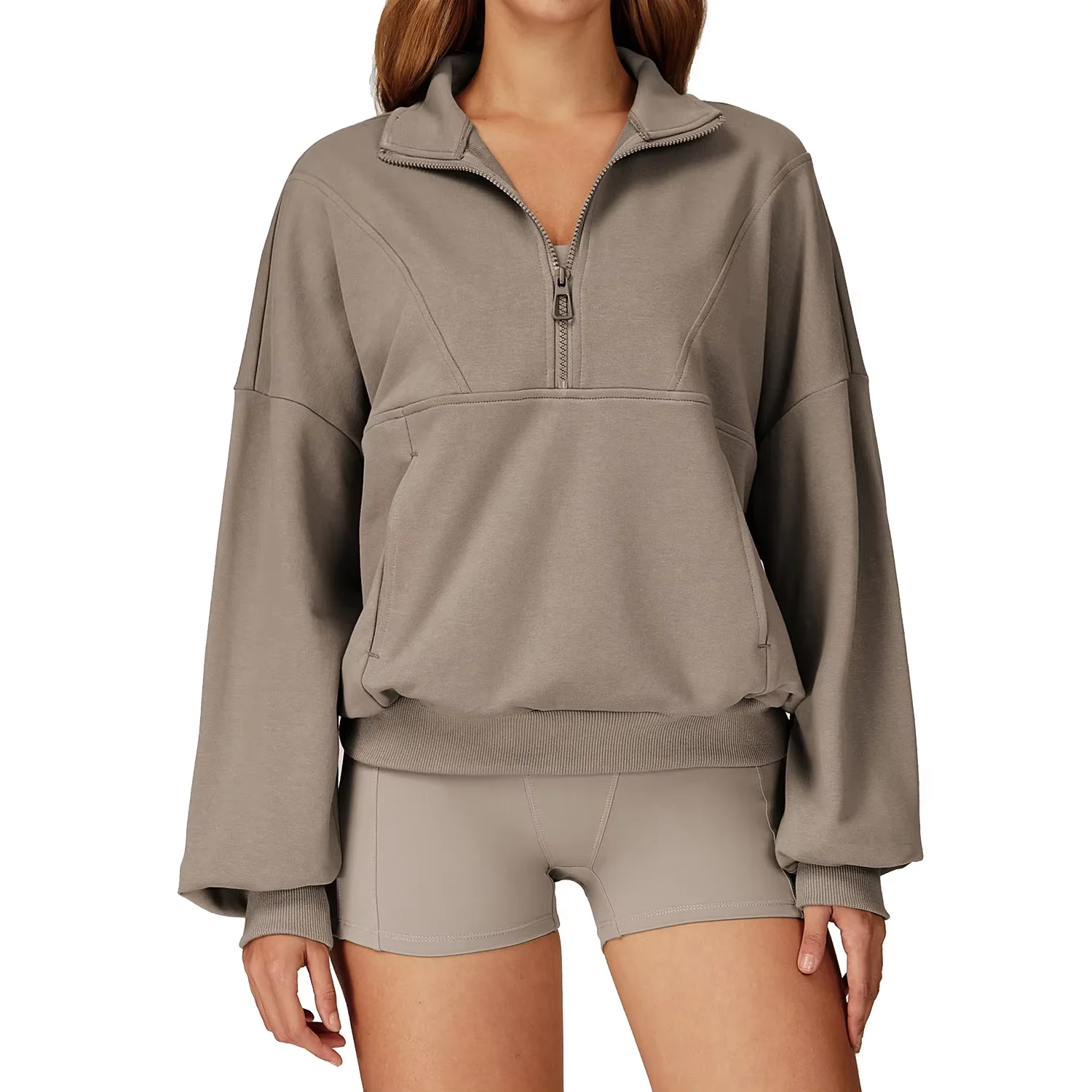 Feminino leve à prova de vento velo zíper correndo esportes hoodie sem costura ajuste casual solto pulôver para outono inverno ao ar livre