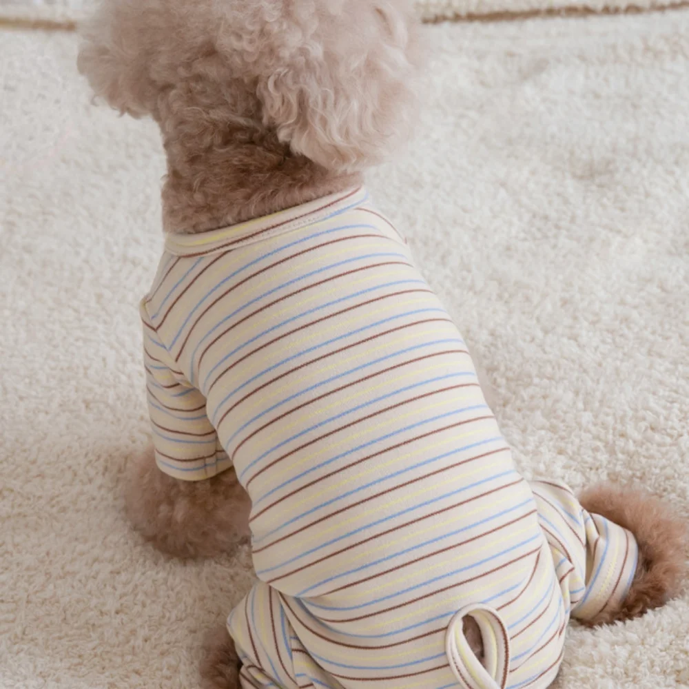 Autumn Winter Pet Stripe Four legged Clothing Pet Clothes Delong Four legged Home Wrap Belly Clothes Dog Cat Belly Clothes Warm