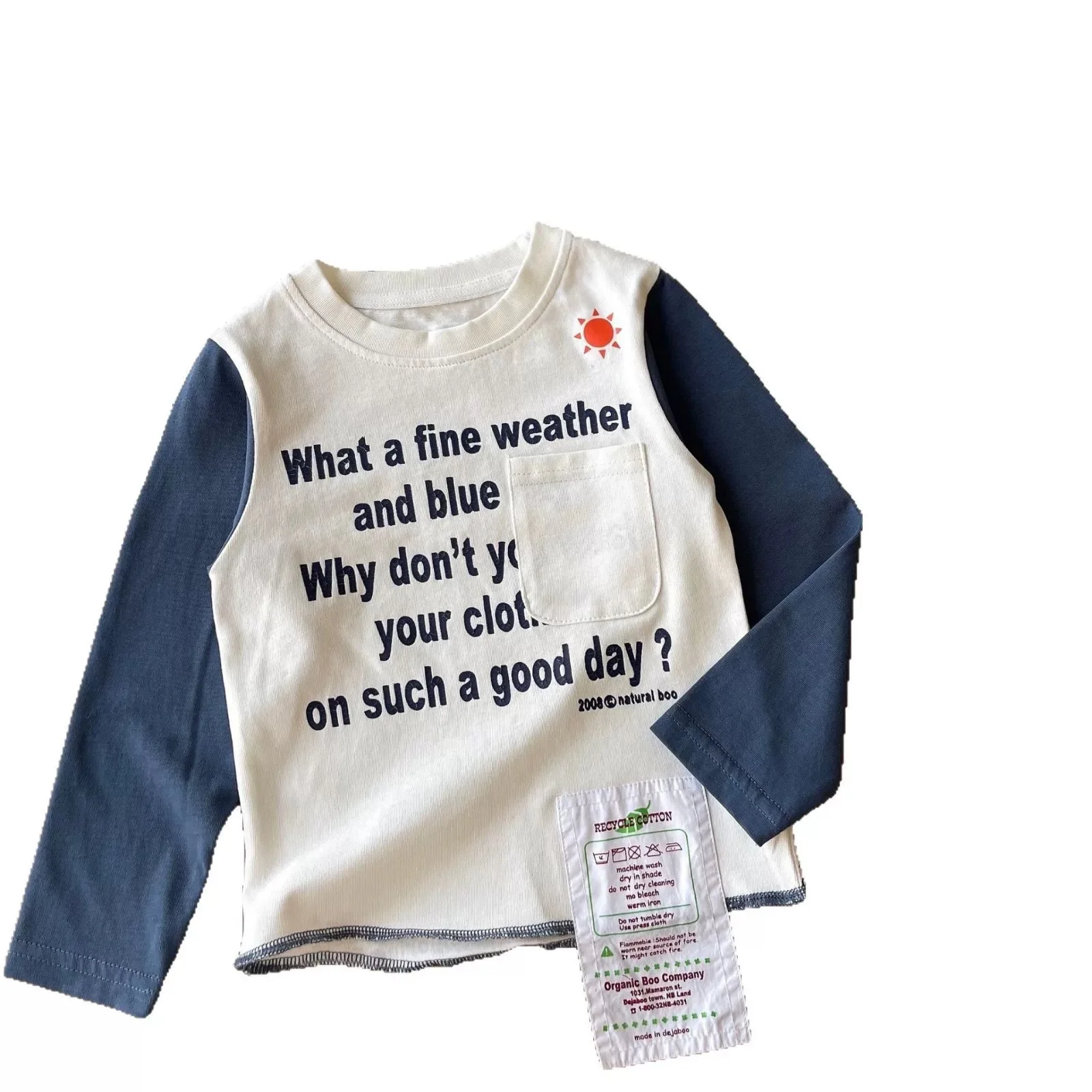 

2025 New Cartoon Summer Cotton English Letter Fashion Versatile Sunshine Handsome Children's Long Sleeve T