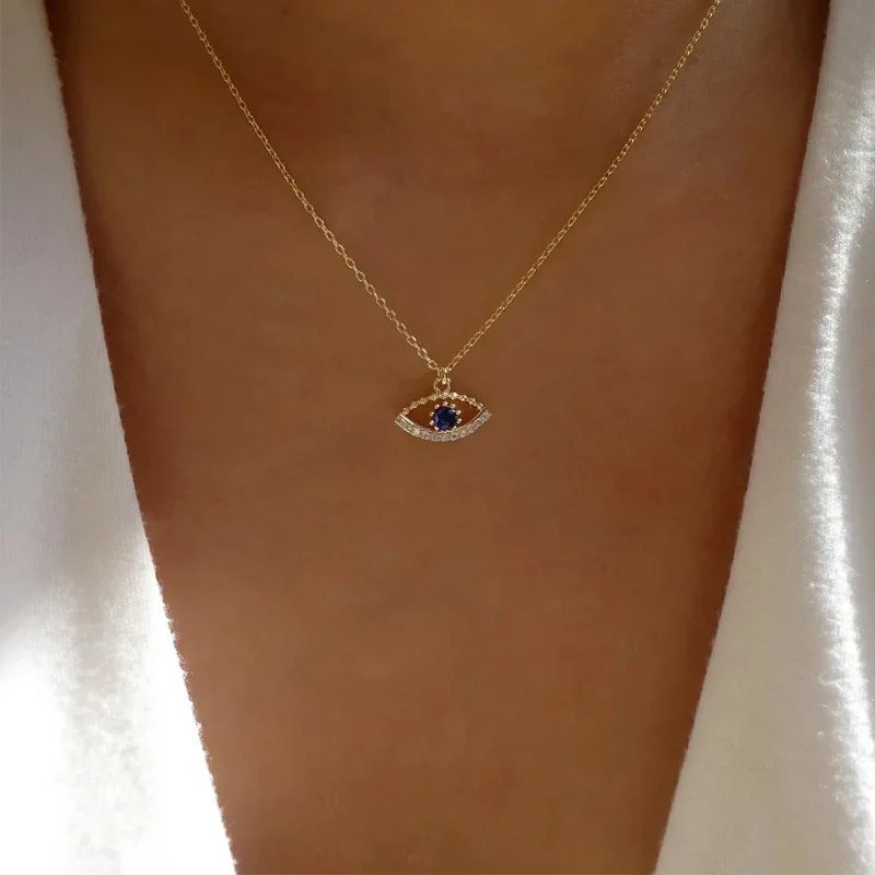 

Evil Eye Necklace Angel & Demon Eye Pendant Alloy with Zirconia Protection Jewelry Dainty Chain for Women
