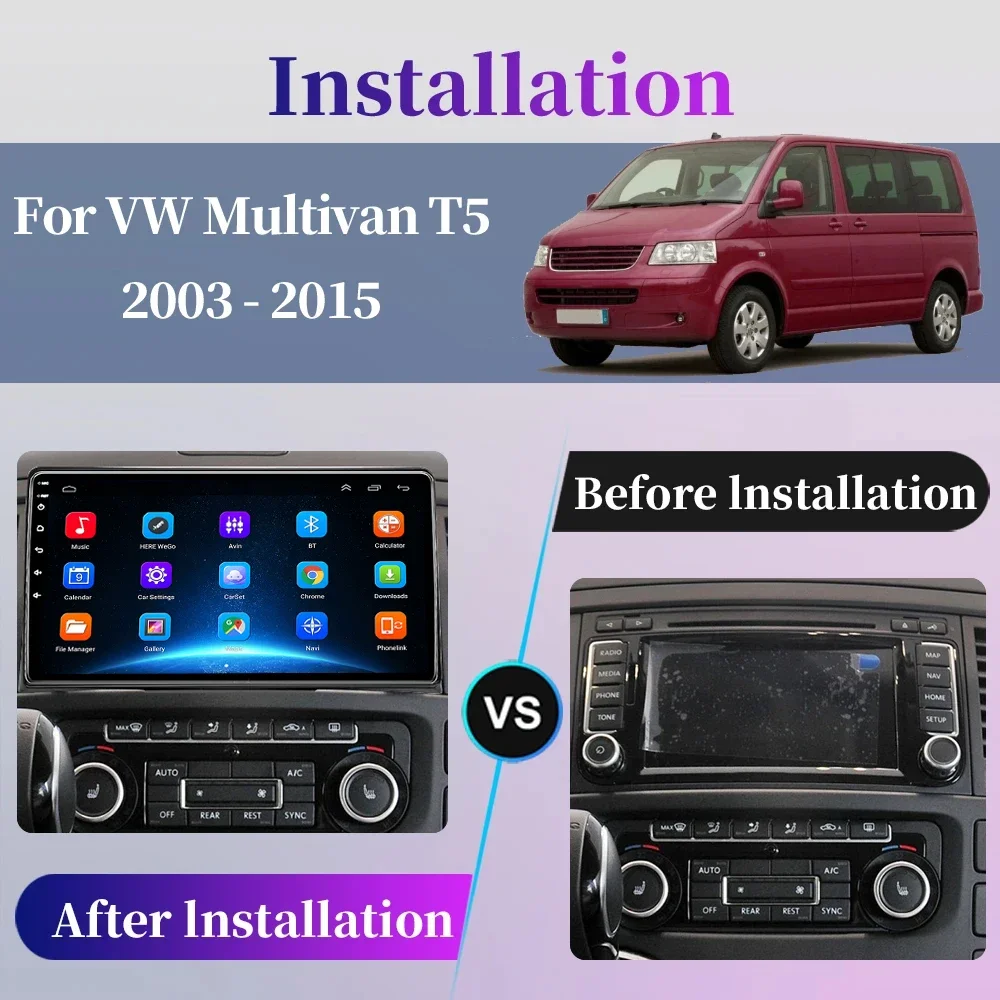 Android 13 Car Auto Stereo Multimedia Player Radio for Volkswagen VW Multivan T5 2003 - 2015 Android Navigation GPS