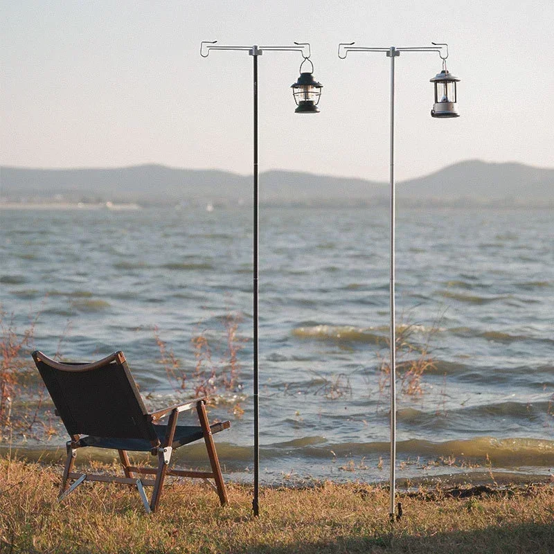 Gancho de soporte de lámpara de Camping, poste de linterna plegable portátil, herramienta de soporte de luz colgante multifuncional para pesca al aire libre