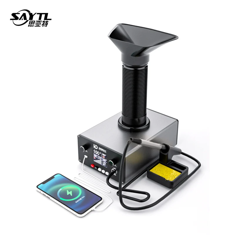 2in1 soldering system Tabletop Smoke Absorber solder Smoke Filter Purifier With LED lamp + 72W Adjustable T12 soldering station