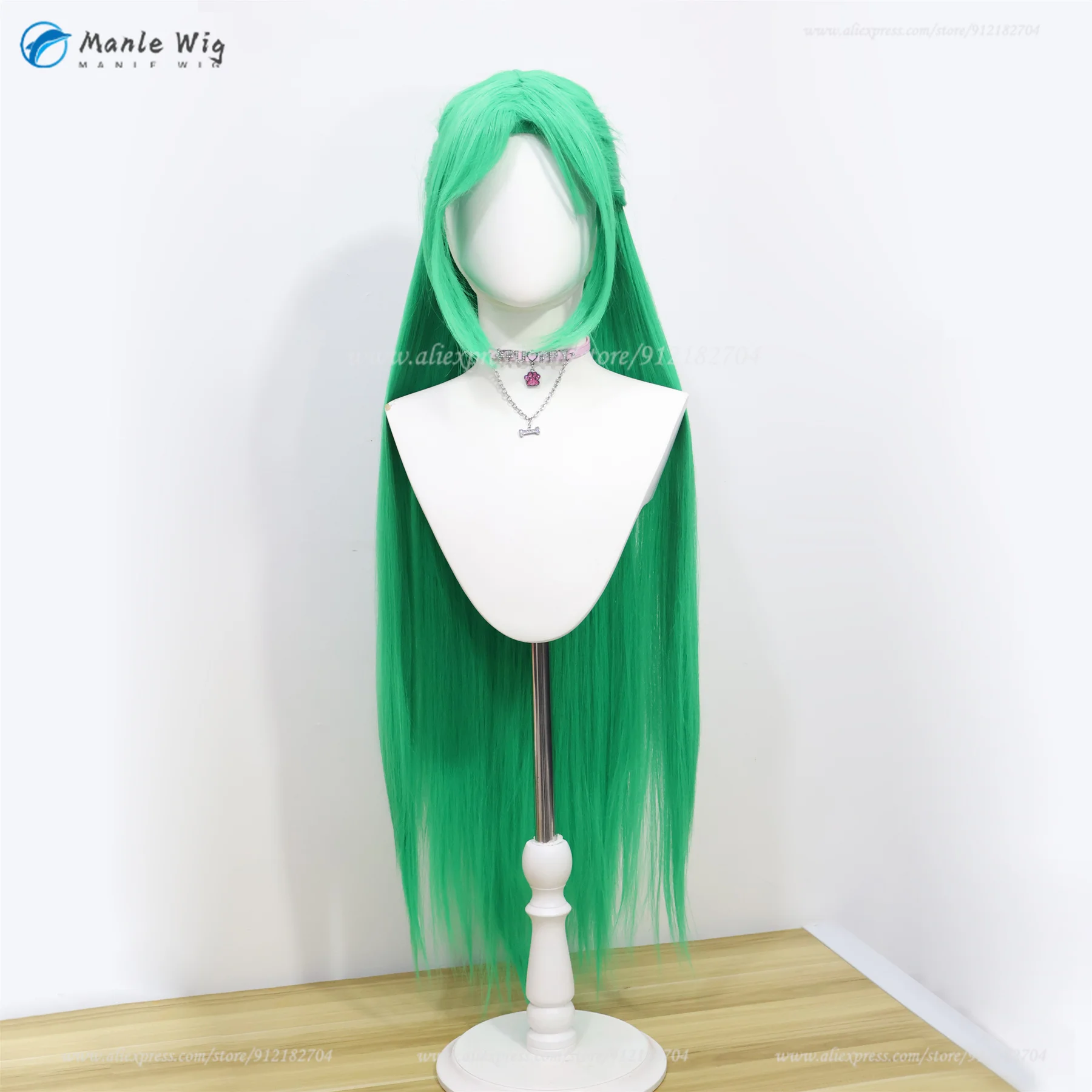 

Anime Higurashi no Naku Koro ni Sonozaki Shion Cosplay Wig Long Green Straight Heat Resistant Synthetic Hair Halloween + Wig Cap