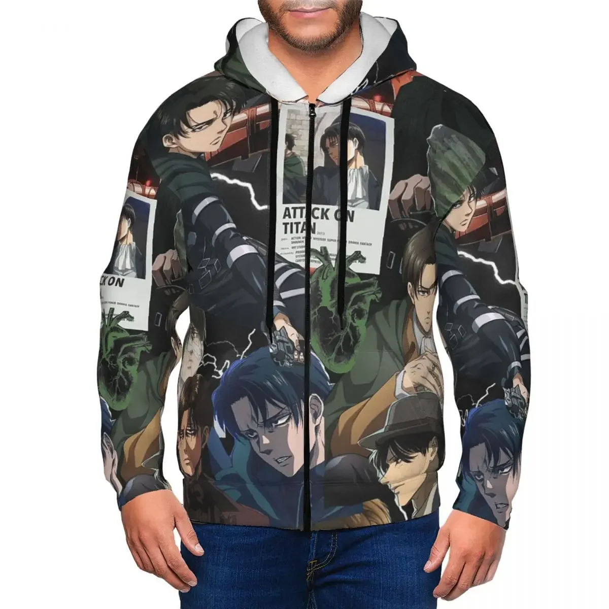 リヴァイ・アッカーマン-進撃の巨人-ジッパー付きパーカー-原宿風プルオーバー-秋冬-メンズ-レディース-スウェットシャツ-長袖トップス