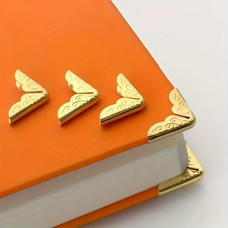 20pcs gold metal book corner protectors, luxurious and elegant book corner guards, suitable for student books, office supplies