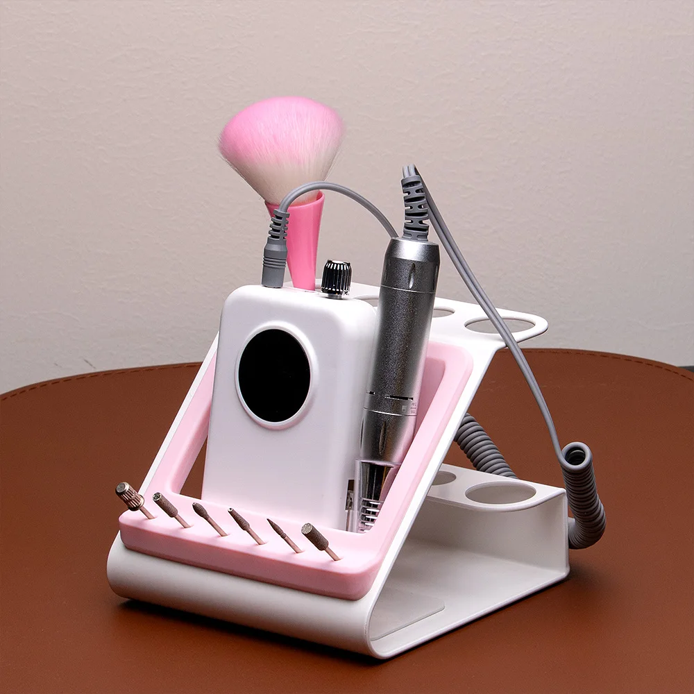 Metal Nail Drill Holder with 6 Round Nail Drill Bit Storage Holder