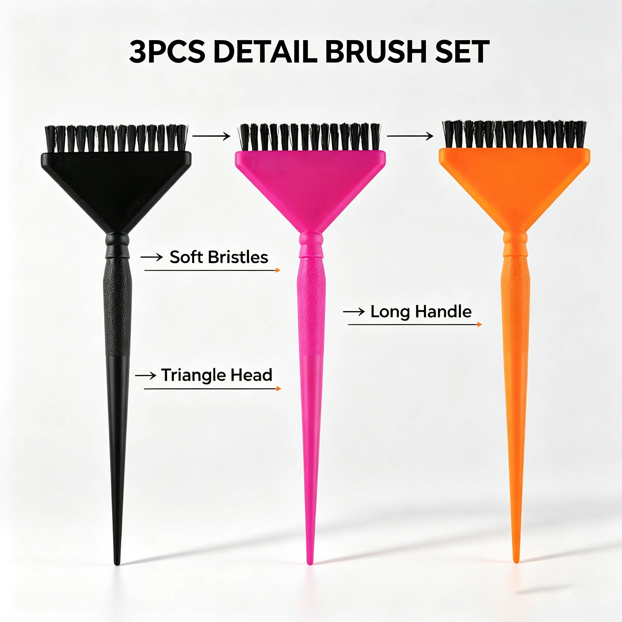 1PCS/3PCS Hair Coloring Detail Brush Set, Triangle Head Soft Bristle Hair Dye Brush, Professional Salon Hair Tool