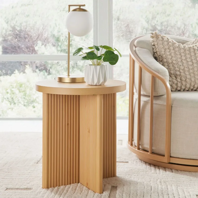 Lillian Fluted End Table, Finishing Kayu Pinus Alami
