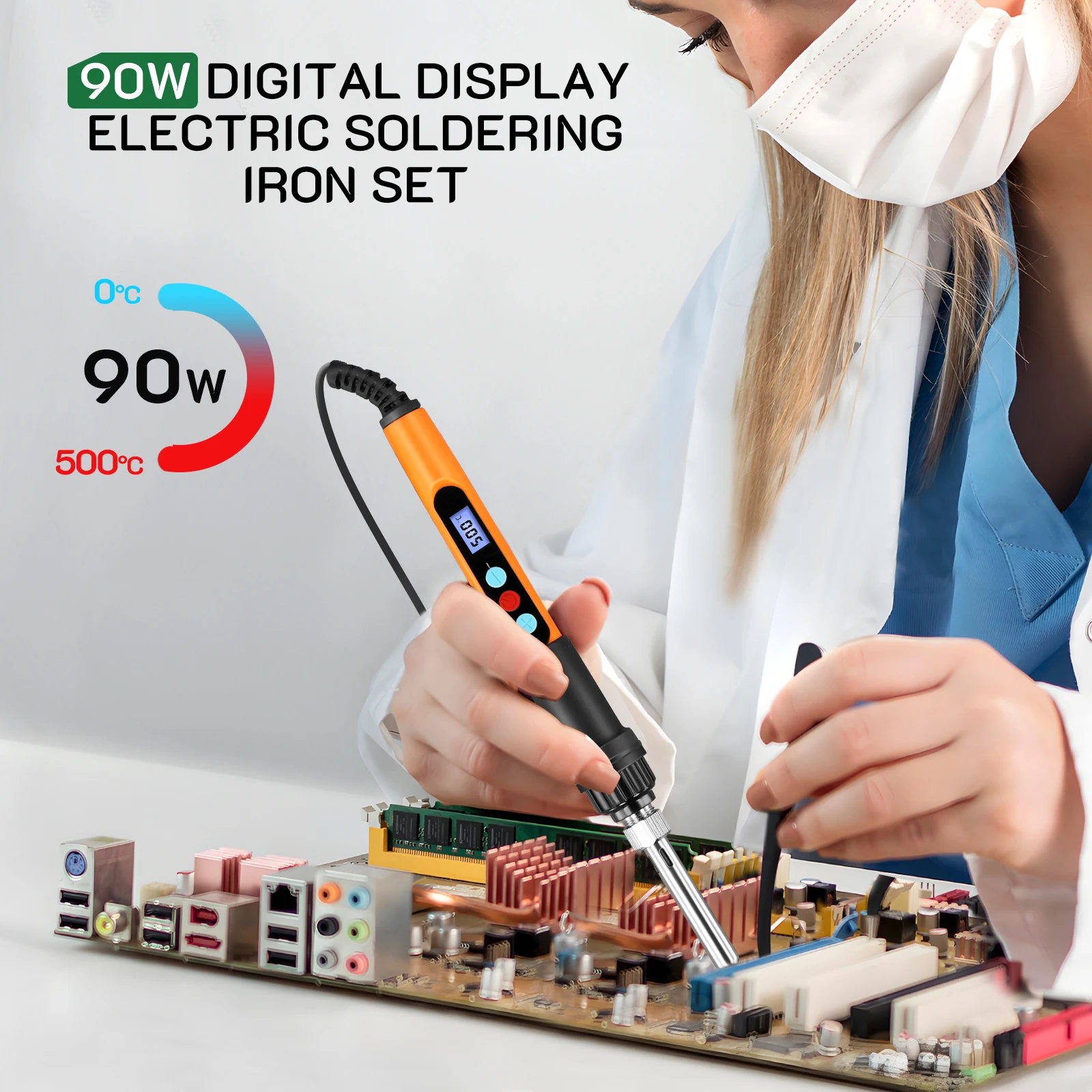 Imagem -06 - Led Ferro de Solda Conjunto com Temperatura Ajustável 100 w 180 ° C500 ° c 10g Fio de Solda Pontas de Solda