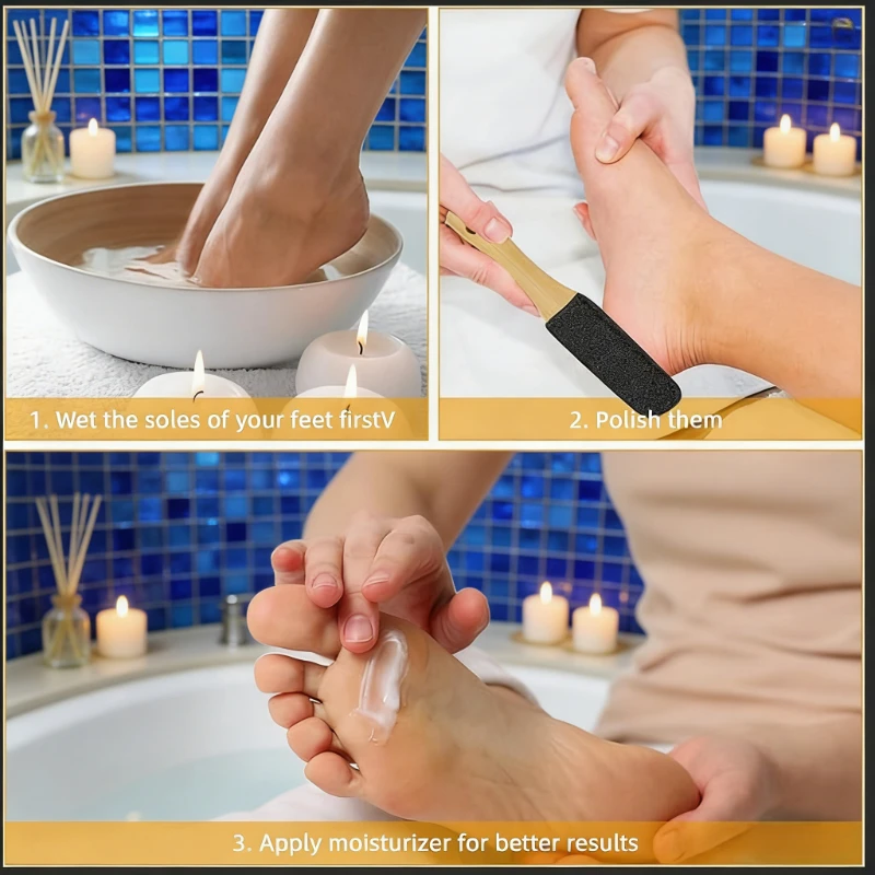 Puimsteen Houten Voetvijl Gereedschap voor het verwijderen van dode huidcellen Dubbelzijdige voetscrubber voor voeten