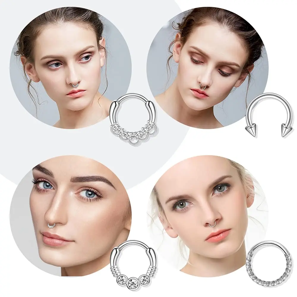 Stainless Steel Opal Septum Clicker Ring
