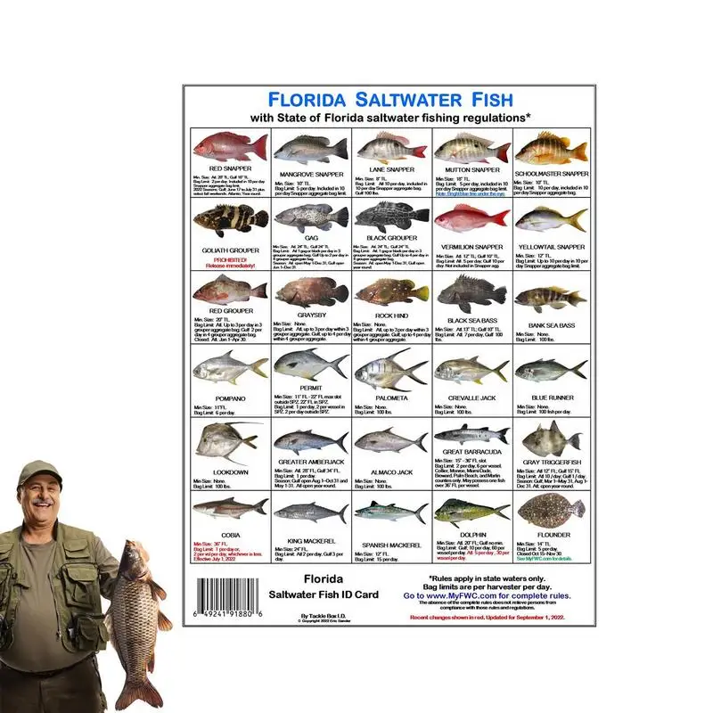 Florida Saltwater Fish Identification Card Color Photos Florida Waters Rules Florida Saltwater Fish Identification Card For