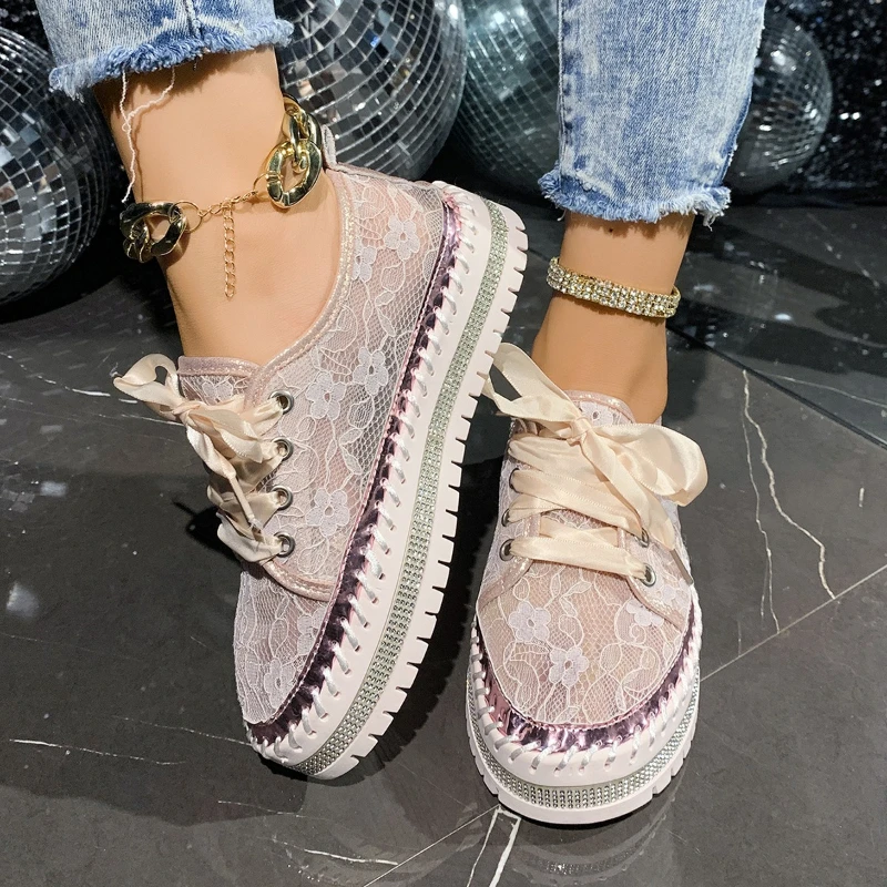 High-appearation-level Thick-soled, Color-blocked Mesh Fabric, Versatile, Comfortable, Anti-slip and Breathable Women's Shoes